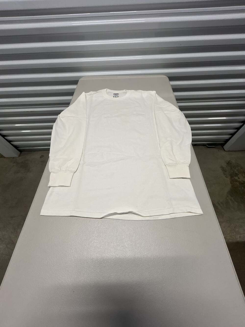 Blaze L/S Vintage White / White — heavyweight USA cotton tee,